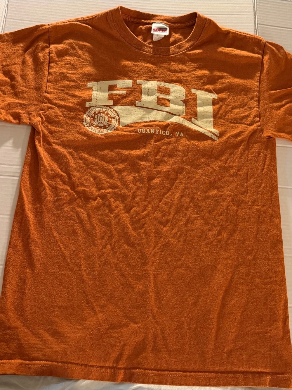 #313 Soffe Orange FBI Graphic Short Sleeve Tee
